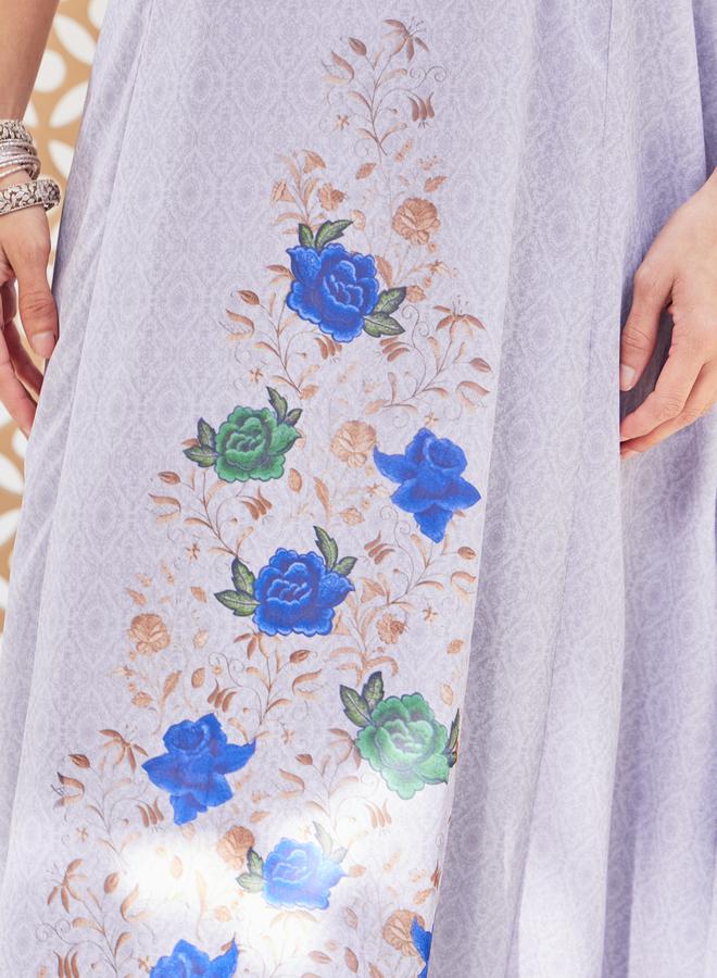 Styli Printed Short Sleeve Jalabiya with Embellishment  - Image 5