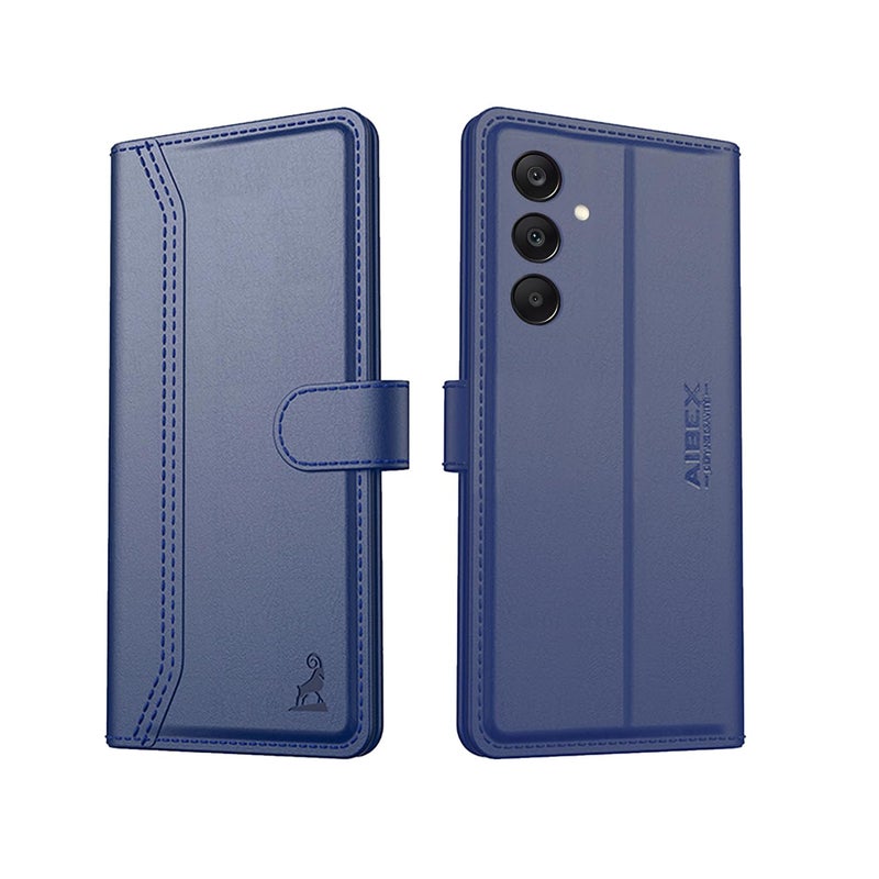 AIBEX غطاء فليب AIBEX ® متوافق مع سامسونج F36 5G / سامسونج M36 5G بتشطيب جلدي مع إغلاق مغناطيسي | داخل TPU مع جيوب للبطاقات | حامل محفظة | حماية كاملة - أزرق - Image 1