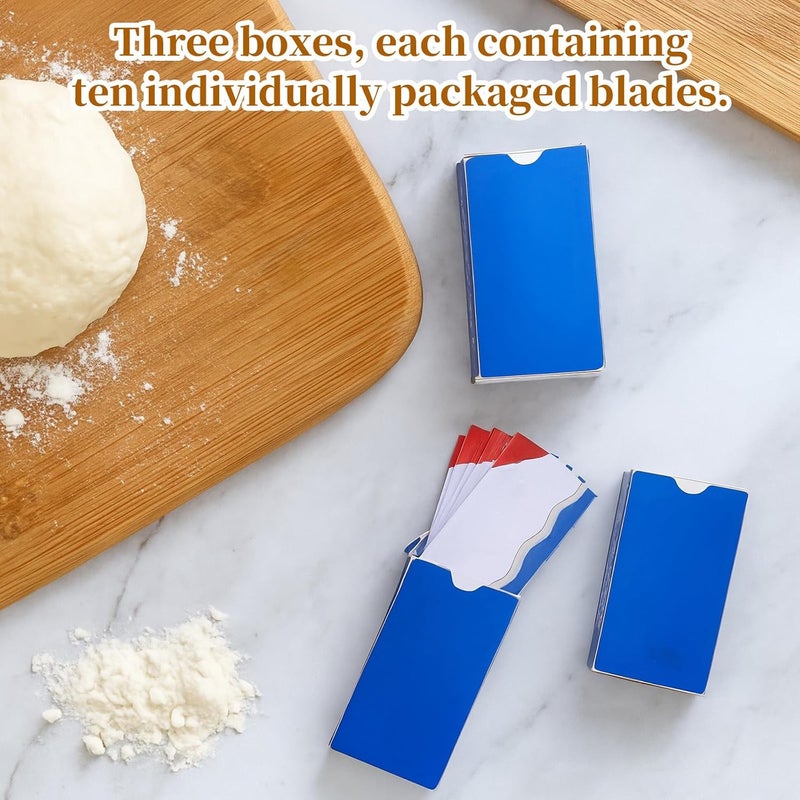 Pretwad 50 PCS Bread Lame Blades Refill - Surgical Grade Stainless Steel Bread Scoring Blades for Sourdough Baking, Ultra Sharp Replacement Razor Blade, French Dough Bread Lame Razors Knife for Sourdough Bake - Image 3