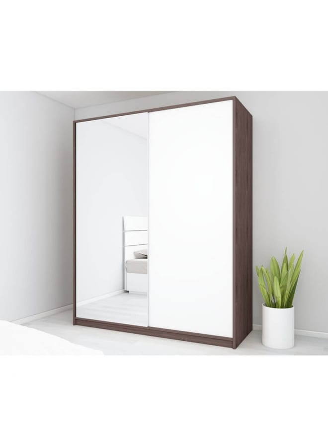 ريترو خزانة ملابس 200x60x140سم – أبيض×بني - Image 1