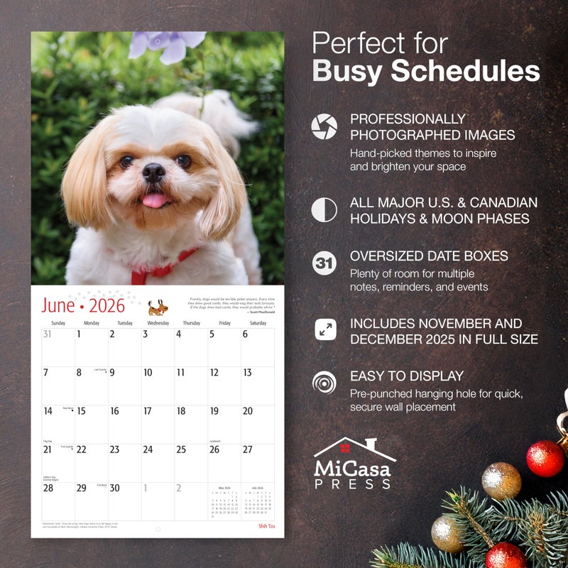MICASA PRESS Shih Tzu 2026 Wall Calendar 12 Month | 12" x 24" Open | Thick & Sturdy Paper | Holiday Gift | Cute Puppy Dog Calendar 2026 - Image 2