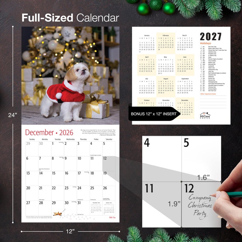 MICASA PRESS Shih Tzu 2026 Wall Calendar 12 Month | 12" x 24" Open | Thick & Sturdy Paper | Holiday Gift | Cute Puppy Dog Calendar 2026 - Image 5