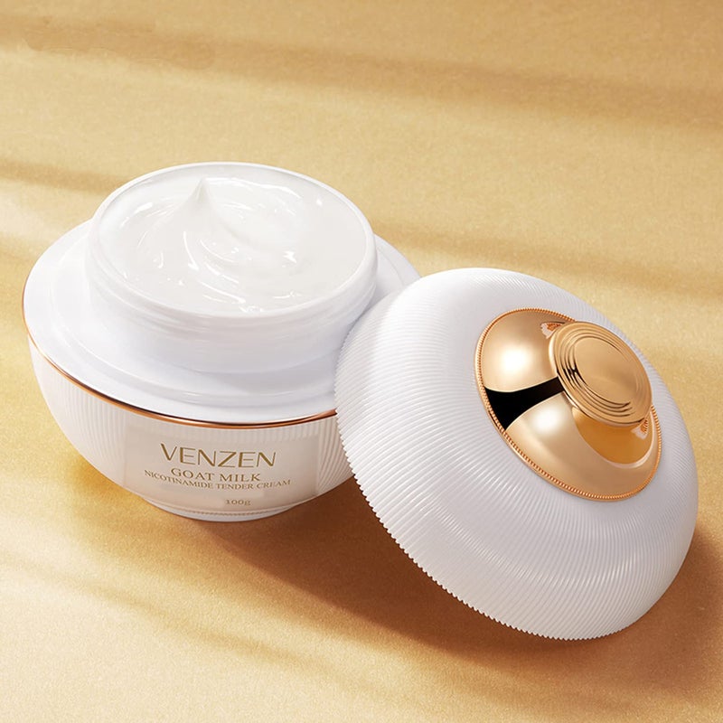 VENZEN Moisturizing Goat Milk Nicotinamide Tender Facial Cream Toner Face Cream Serum Eye Cream Refreshing Face Skin 100g 35oz