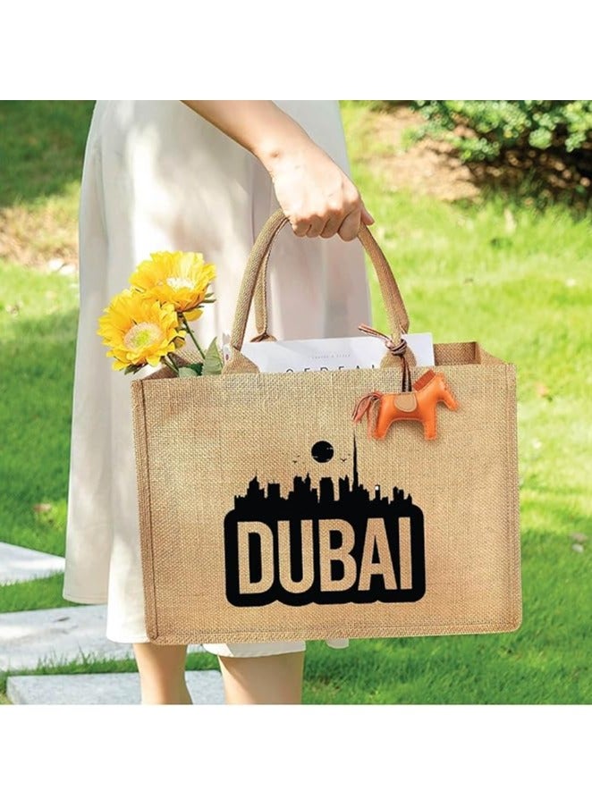 Pearl Coast Dubai Souvenir Jute Bag – EcoChic Tote Bags | Pack of 6 | Durable, Stylish & Reusable - Image 2