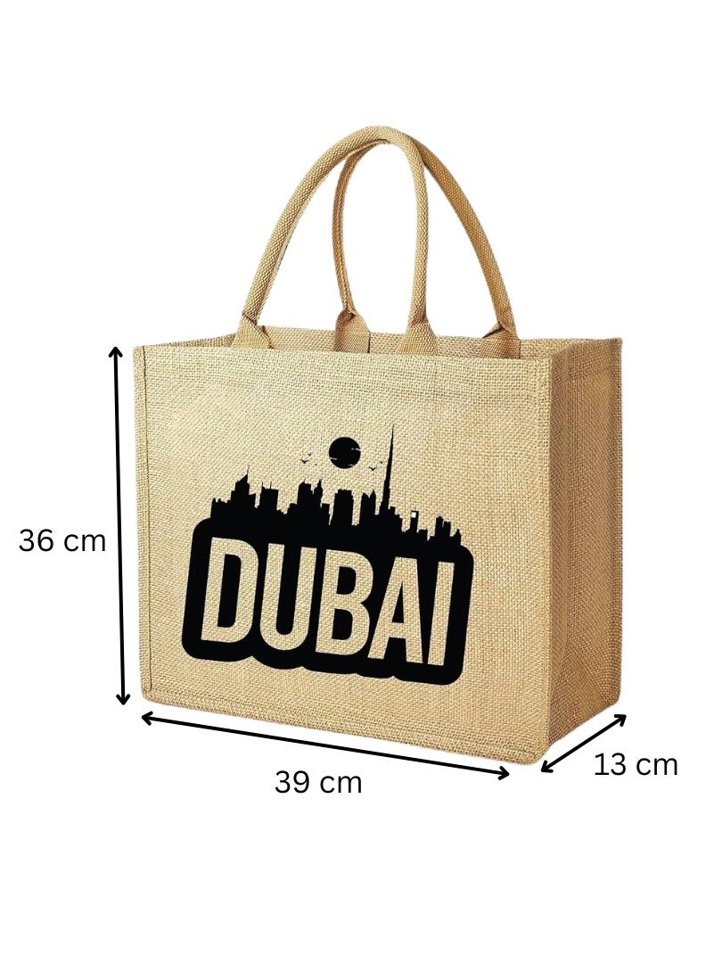 Pearl Coast Dubai Souvenir Jute Bag – EcoChic Tote Bags | Pack of 6 | Durable, Stylish & Reusable - Image 4