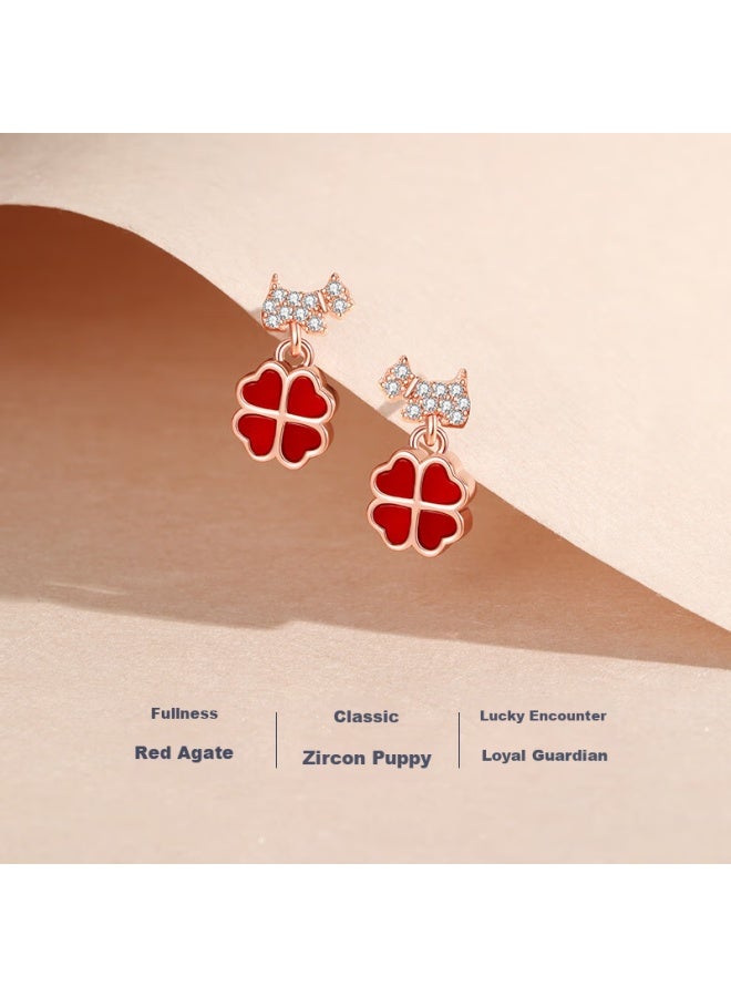 Agatha Clover Dog Ear Studs For Women, New Year Birthday Gift For Girlfriend Or Wife, Elegant Earrings - Image 4