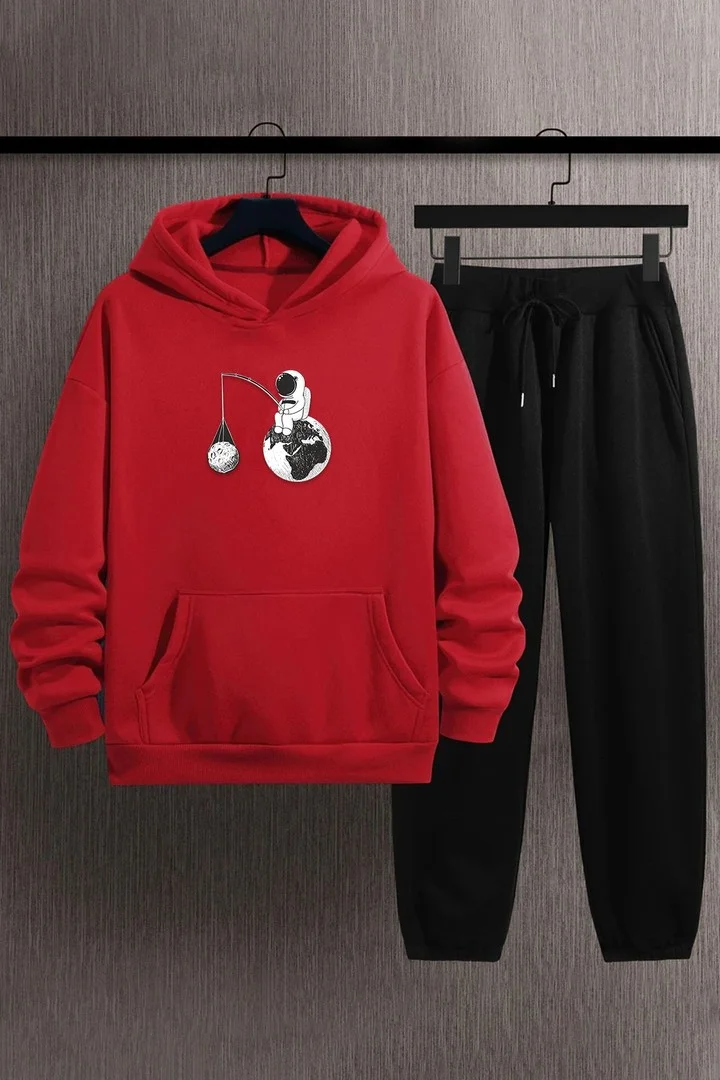 ONLYTRENDWEAR Unisex Space Themed Tracksuit Set S.m. Red