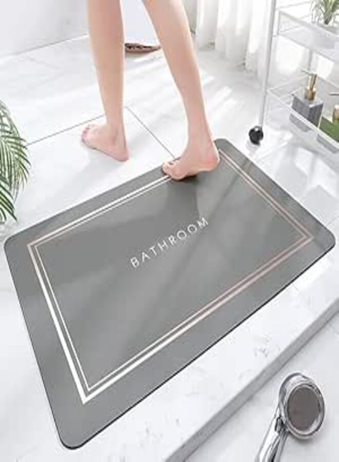 Super Absorbent Floor Mat Bathroom Rugs Quick Dry Absorbent Mat Home Non-Slip Rubber Base Easy Clean Bathroom Door Simple (40 * 60cm Light Grey) PVC