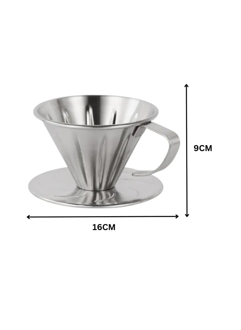 Generic Liying 01Pcs- V02 Pour Over Coffee Dripper Stainless Steel Metal Reusable Cone Coffee Filter Slow Brewing Accessories for Home Cafe Restaurants  - Image 2