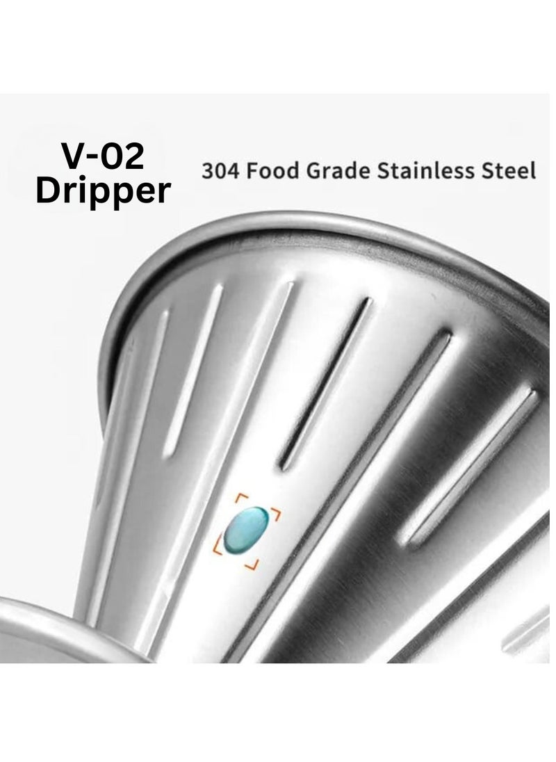 Generic Liying 01Pcs- V02 Pour Over Coffee Dripper Stainless Steel Metal Reusable Cone Coffee Filter Slow Brewing Accessories for Home Cafe Restaurants  - Image 3