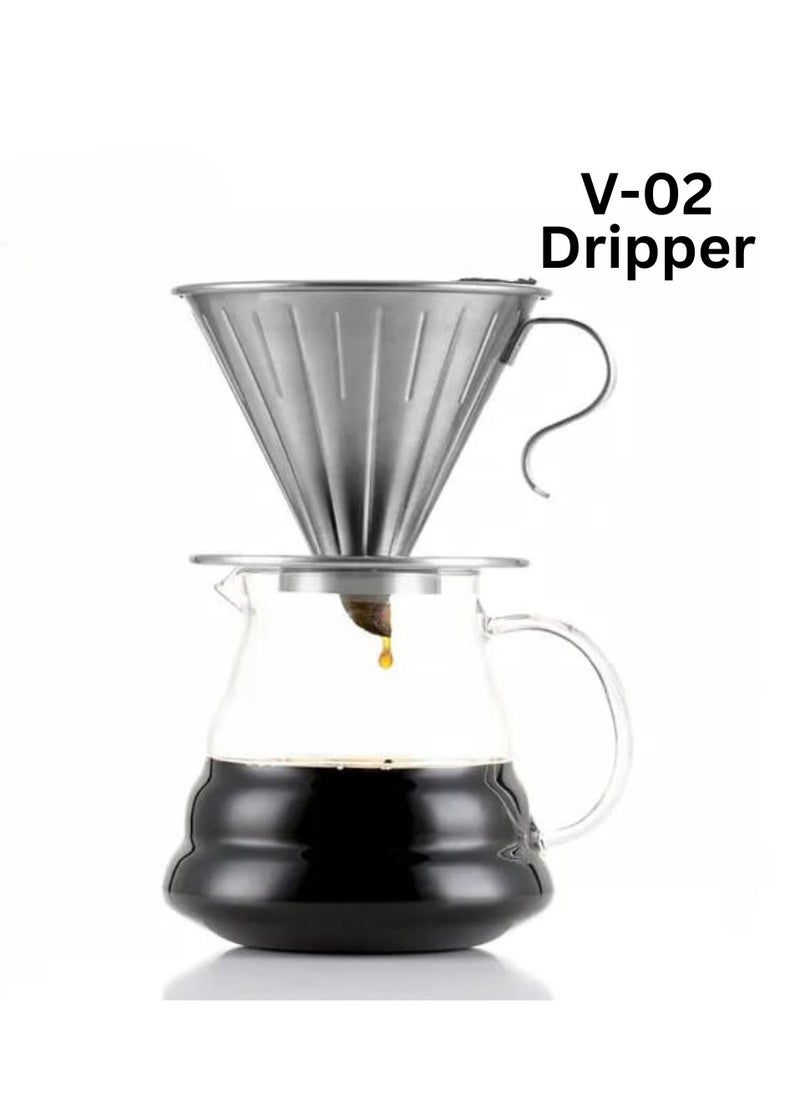 Generic Liying 01Pcs- V02 Pour Over Coffee Dripper Stainless Steel Metal Reusable Cone Coffee Filter Slow Brewing Accessories for Home Cafe Restaurants  - Image 4
