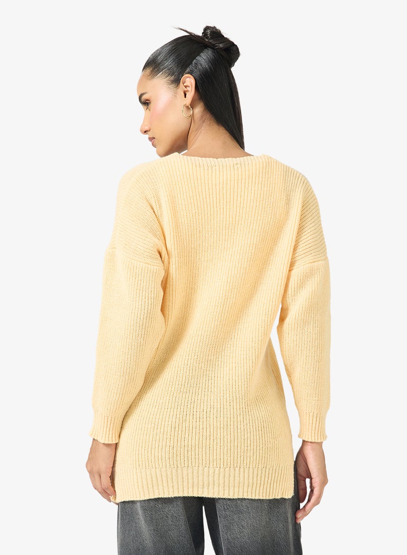 Ginger V Neck Ribbed Jumper - Image 2