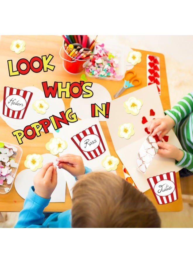 Whaline 77Pcs Popcorn Cutouts with 100Pcs Glue Points Popcorn Bucket Paper Cut-Outs Look Who's Popping in Cutting Bulletin Board Decor for DIY Craft Art School Home Party Favor - Image 5