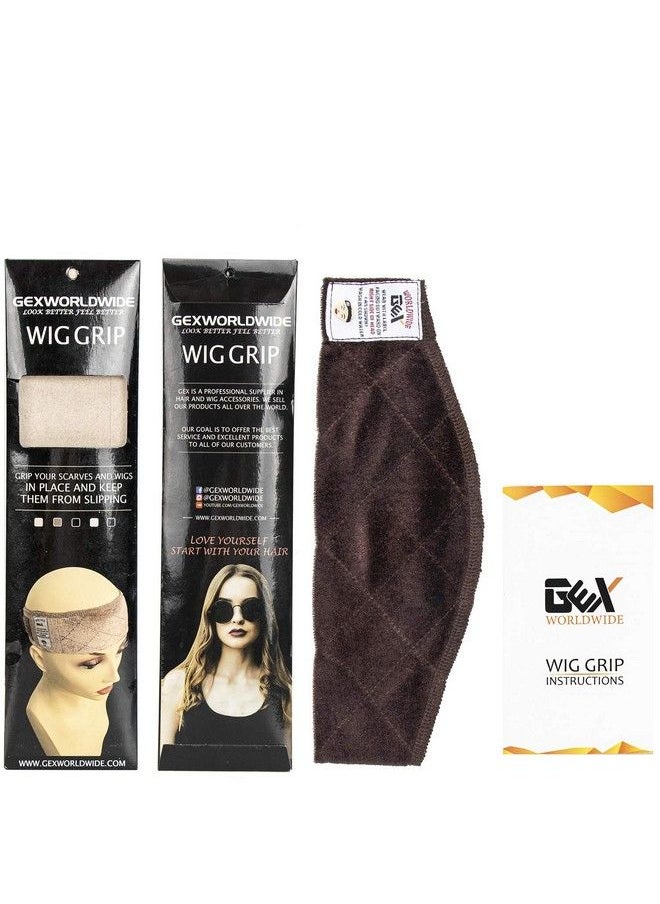 gexworldwide - Gex Wig Grip Band Adjustable Wig Comfort Band Headband Flexible Velvet Scarf Wig Comfort Nonslip Adjustable Fasten Wig Bands With Arch Extra Hold For Women (Brown) - Image 1
