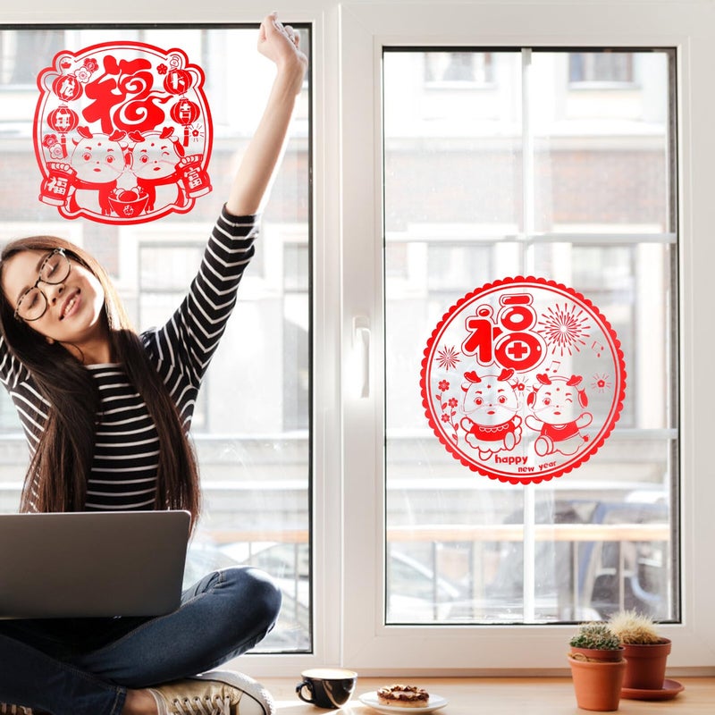 Year Of Dragon Static Window Clings 5 Pairs Spring Festival Home Decor - Image 5