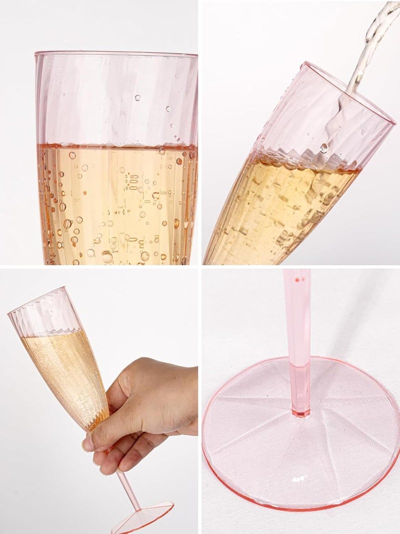 WDF 36PCS Pink Champagne Flutes Plastic - 6OZ Pink Disposable Champagne Flutes Party Supplies for Wedding/Birthday/Parties - Image 4
