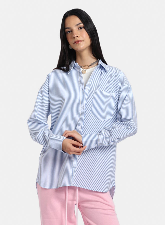 Carina Poplin Blue Striped Shirt - Image 2