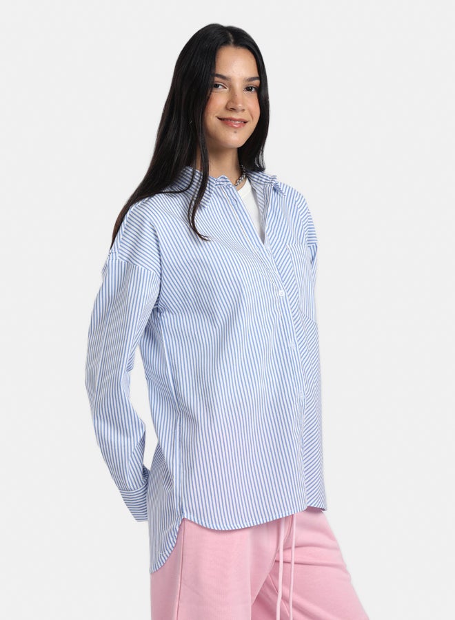 Carina Poplin Blue Striped Shirt - Image 3