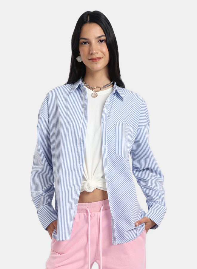Carina Poplin Blue Striped Shirt - Image 1
