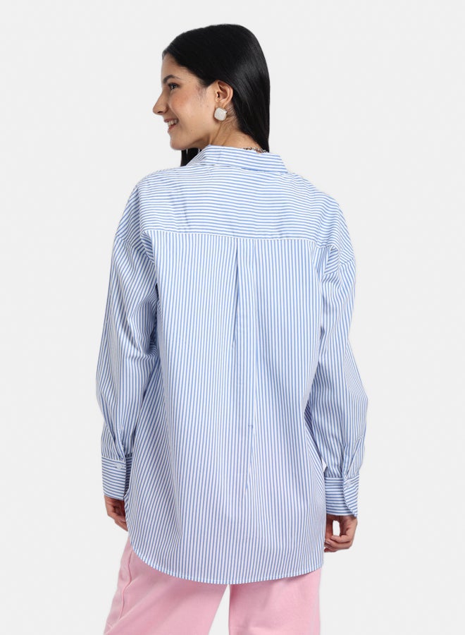 Carina Poplin Blue Striped Shirt - Image 4