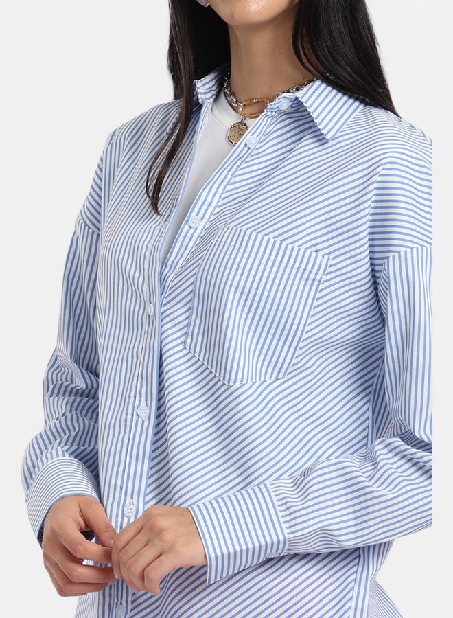 Carina Poplin Blue Striped Shirt - Image 5