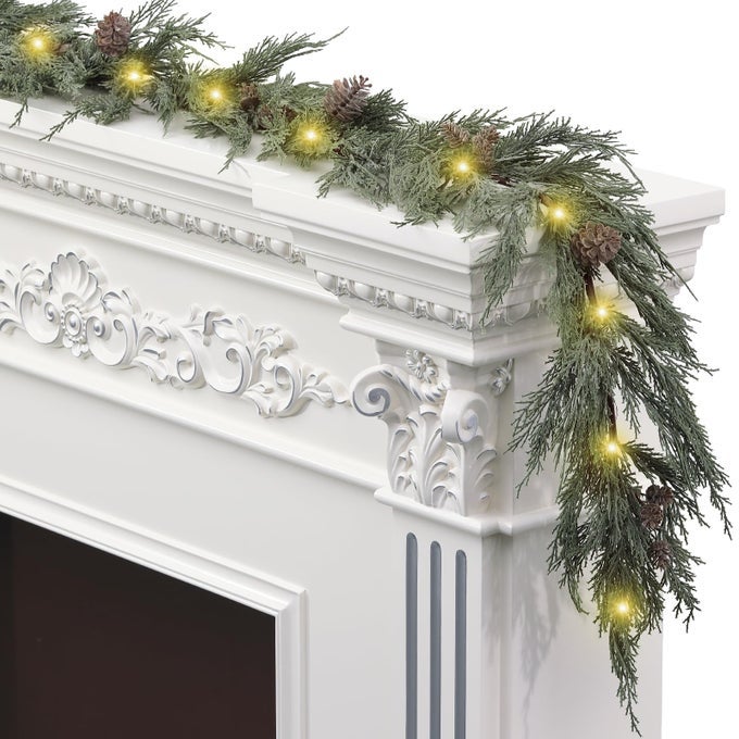 6 FT REALISTIC CHRISTMAS GARLAND WITH LIGHTS 30 WARM LIGHTS WITH 8 LIGHT MODESPRELIT GARLAND WITH PINE CONESLIGHTED CHRISTMAS GARLAND GARLANDS FOR DECORATION CHRISTMASOUTDOOR GARLAND WITH LIGHTS