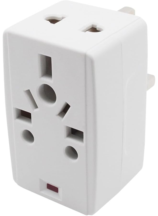 promass 03 Way Adapter with Square-Pin, Universal Socket with Light And 13A Fuse. Travel Adaptor for KSA/UAE/UK/HK, AC Power Plug for US/AU/JP/CN, 3 Pin plug adapter - Image 1