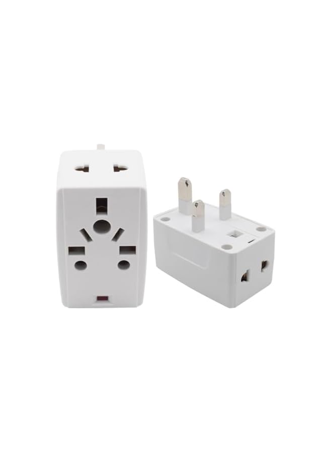 promass 03 Way Adapter with Square-Pin, Universal Socket with Light And 13A Fuse. Travel Adaptor for KSA/UAE/UK/HK, AC Power Plug for US/AU/JP/CN, 3 Pin plug adapter - Image 2