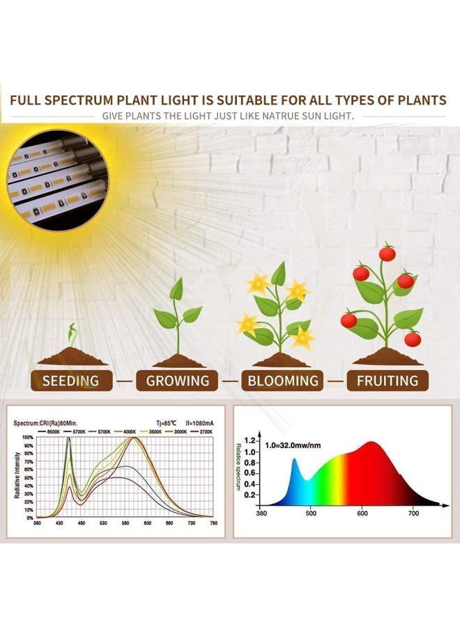 bseah Grow Light Plant Lights for Indoor Plants Full Spectrum Plant Grow Lights for Seed Starting 9 Dimmable Levels Auto ON & Off with 3/9/12H Timer - Image 3