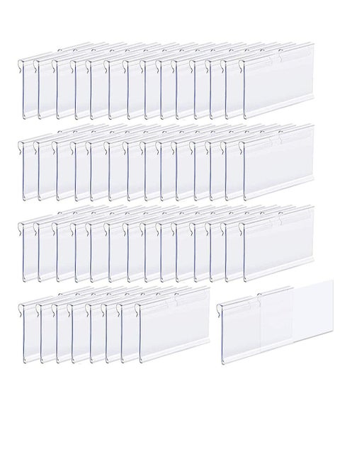 50 Pcs Clear Plastic Bucket Clip Labels For Baskets, Metal Rack Price Labels, Storage Bin Labels, Merchandise Sign Display