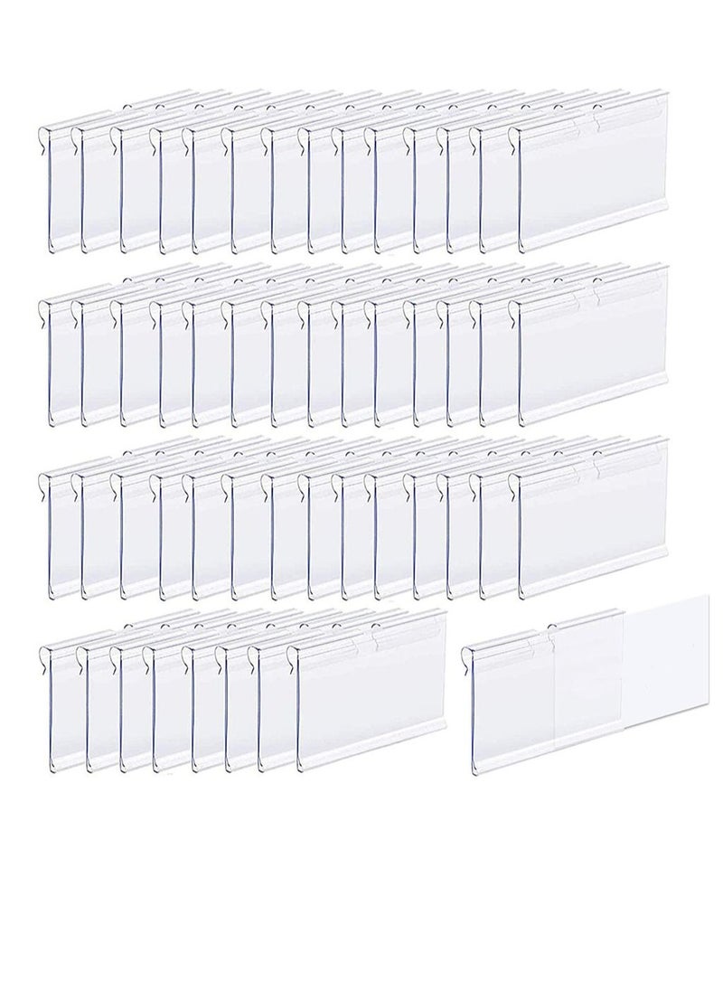 50 Pcs Clear Plastic Bucket Clip Labels For Baskets, Metal Rack Price Labels, Storage Bin Labels, Merchandise Sign Display