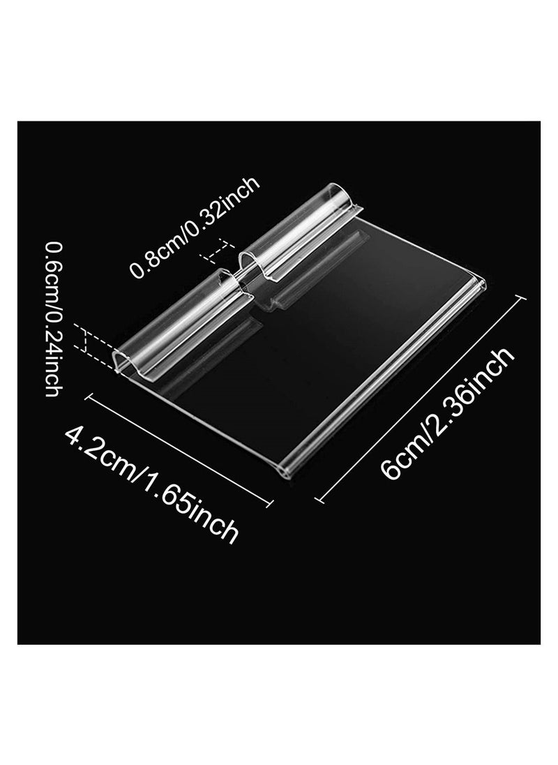 50 Pcs Clear Plastic Bucket Clip Labels For Baskets, Metal Rack Price Labels, Storage Bin Labels, Merchandise Sign Display