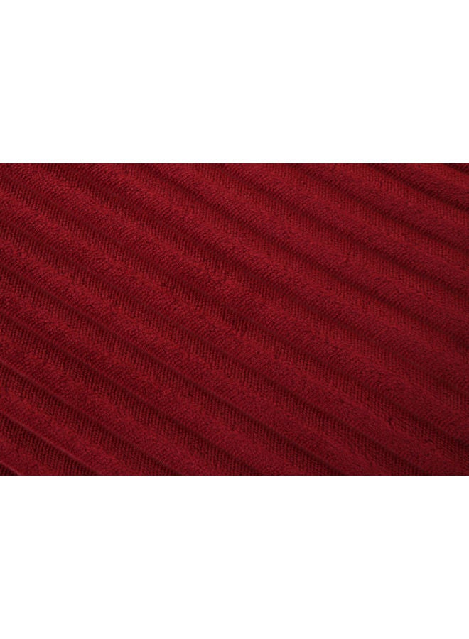 Mintra Blanket Double Sided Sherpa & Strip Soft Flannel Red 220x240 - Image 2