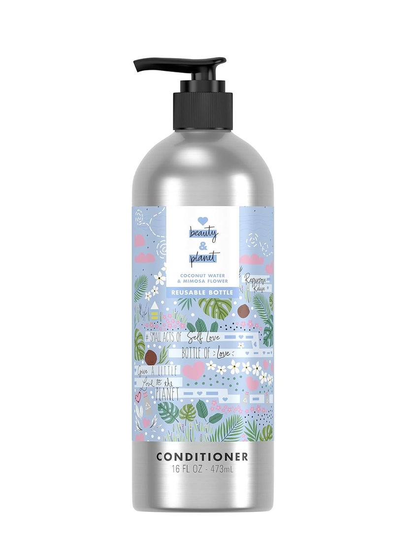 love beauty and planet Love Beauty and Planet Silicone-Free Conditioner Thickening Conditioner for Fine Hair Coconut Water and Mimosa Flower in Reusable and Refillable Aluminum Bottle 16.5 fl oz  - Image 1
