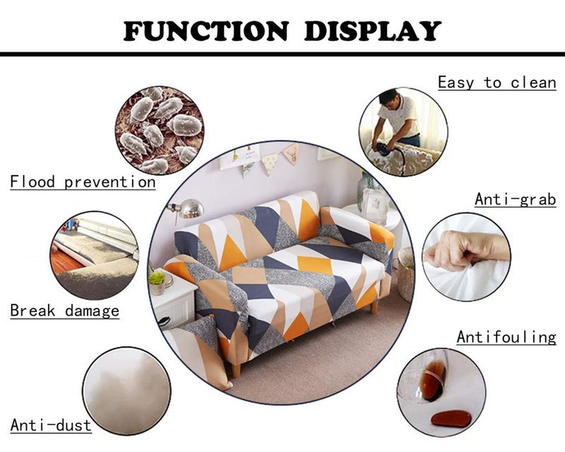 Shukii Stretch Couch Covers Printed Sofa Covers for 3 Cushion Slipcovers Universal Furniture Protector with 1 Pillowcases (3-Seater 70-86 inch) - Image 3