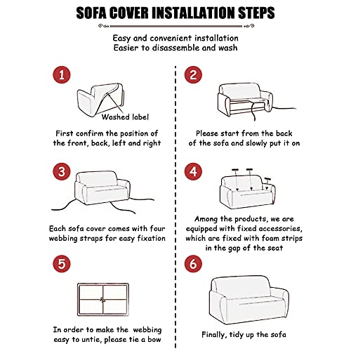 Shukii Stretch Couch Covers Printed Sofa Covers for 3 Cushion Slipcovers Universal Furniture Protector with 1 Pillowcases (3-Seater 70-86 inch) - Image 5