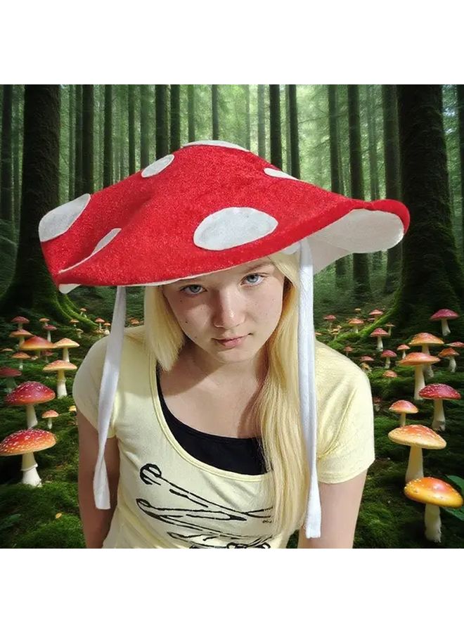Purple Mushroom Hat For Adults Soft Polyester Costume Headpiece Halloween Christmas - Image 2