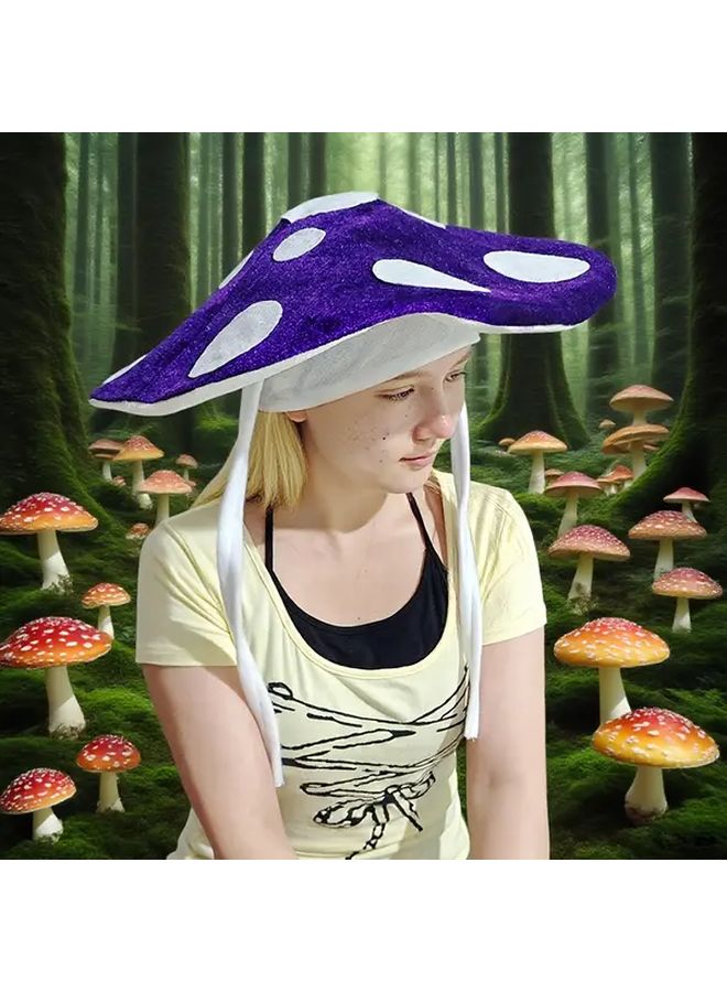 Purple Mushroom Hat For Adults Soft Polyester Costume Headpiece Halloween Christmas - Image 3