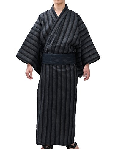 Edoten Men's Kimono Japan Shijira Weaving Yukata 709 GY M - Image 1