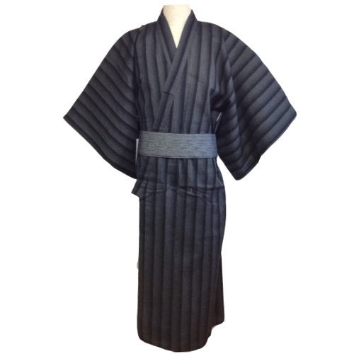 Edoten Men's Kimono Japan Shijira Weaving Yukata 709 GY M - Image 2
