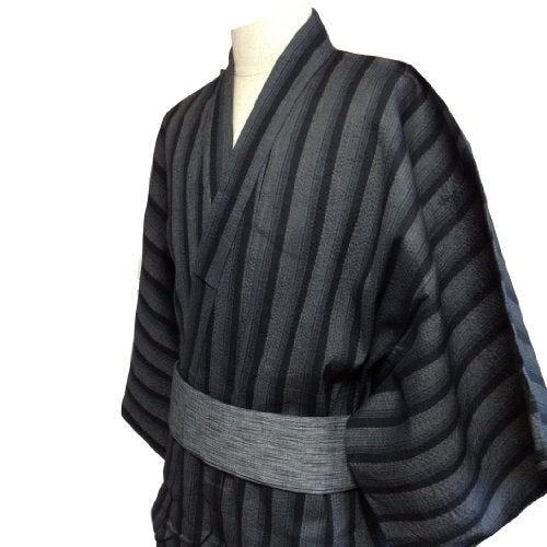 Edoten Men's Kimono Japan Shijira Weaving Yukata 709 GY M - Image 4