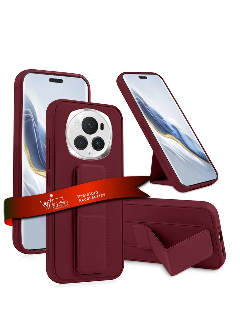 دبليو تيك قبضة اليد طوي المغناطيسي مسنده شريط للرسغ قبضة الأصابع مع المدمج في غطاء الحديد ل الشرف Magic6 برو 5G 2024 المارون - Image 1