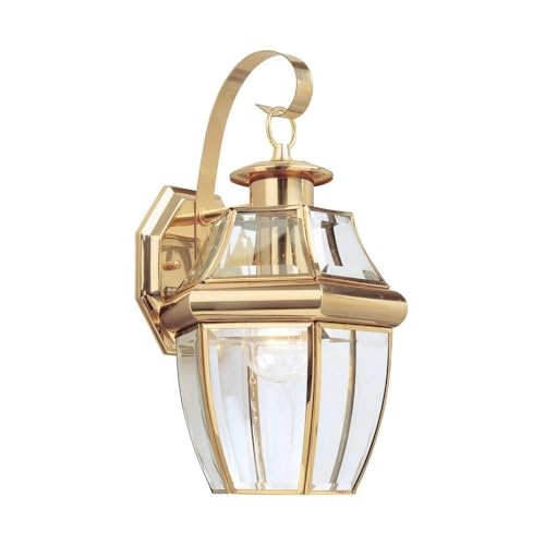 Sea Gull Lighting Generation Lighting 8067-02 Lancaster Traditional One - Light Outdoor Wall Lantern Outside Fixture, Polished Brass Finish - Image 1