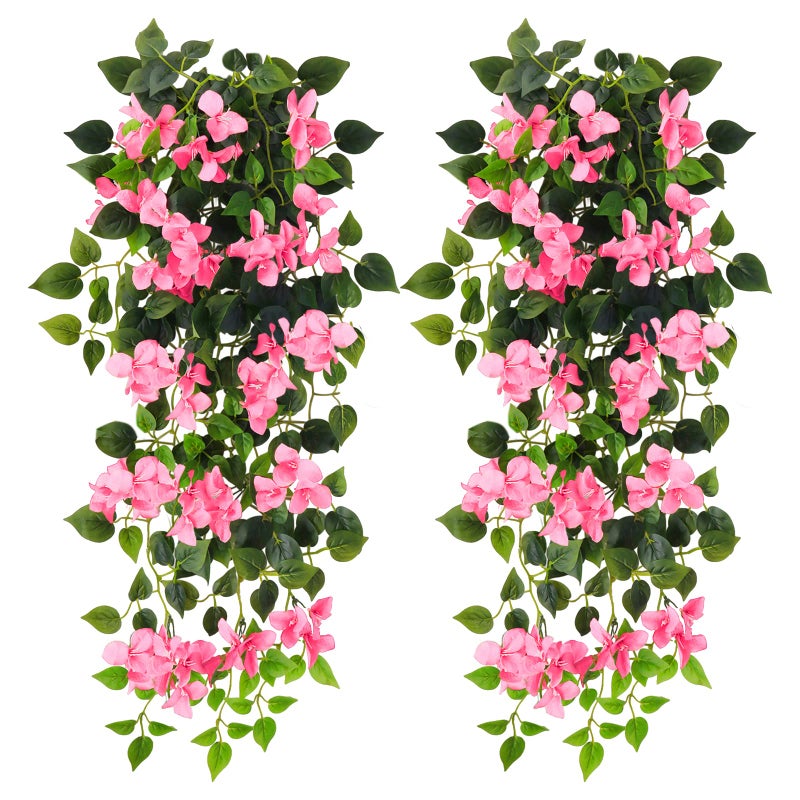Artificial Hanging Flowers Bougainvillea UV Resistant Fake Plastic Faux Flower Fabric Vine for Indoor Outdoor Garden Porch Eave Wedding Wall Dcor