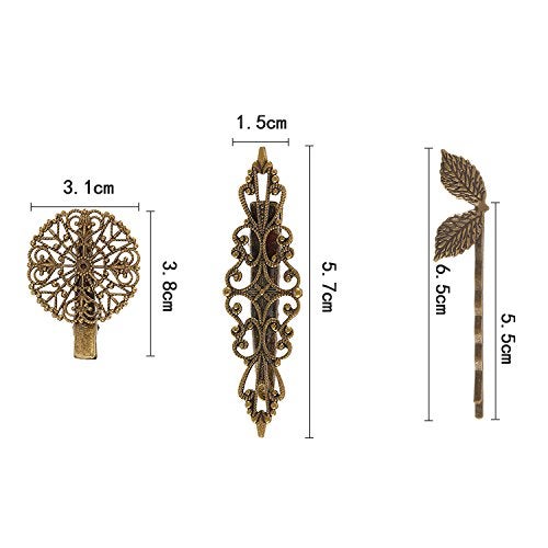 BBTO 22 Pieces Vintage Hair Clips Barrettes Bronze Leaf Bobby Pin Flower Butterfly Heart Hair Clip for Women - Image 2