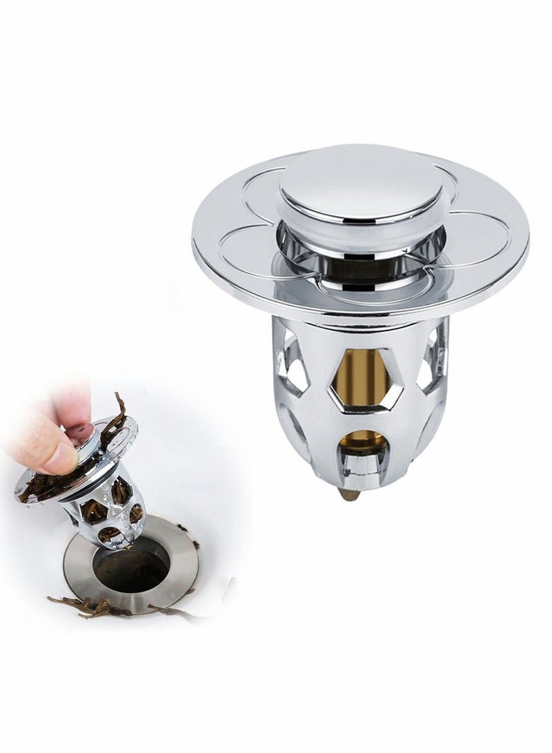 Pop Up Sink Plug, Universal Bathroom Sink Stopper, Bathroom Sink Plug Pop-up Drain Filter for 1.2-1.5 Inch Basin Sink Stopper, Replacement Drain Plug for Bathroom Basin Sink Kitchen Bidets - Image 1