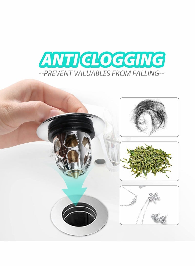 Pop Up Sink Plug, Universal Bathroom Sink Stopper, Bathroom Sink Plug Pop-up Drain Filter for 1.2-1.5 Inch Basin Sink Stopper, Replacement Drain Plug for Bathroom Basin Sink Kitchen Bidets - Image 3