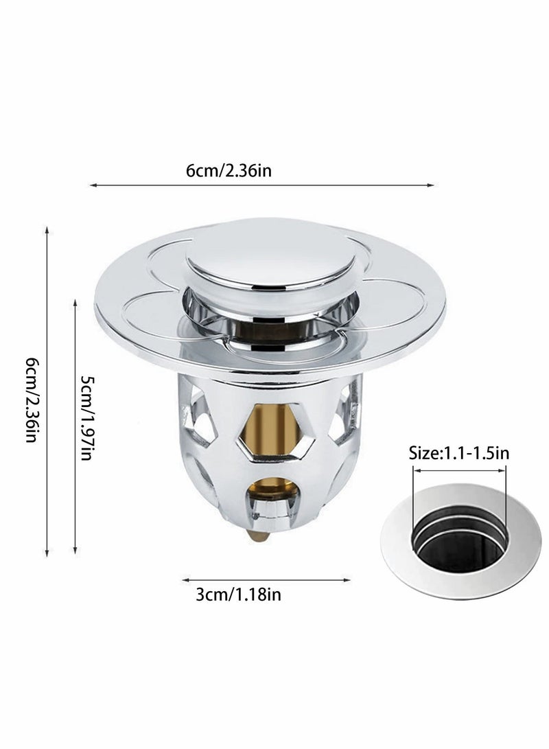 Pop Up Sink Plug, Universal Bathroom Sink Stopper, Bathroom Sink Plug Pop-up Drain Filter for 1.2-1.5 Inch Basin Sink Stopper, Replacement Drain Plug for Bathroom Basin Sink Kitchen Bidets - Image 2