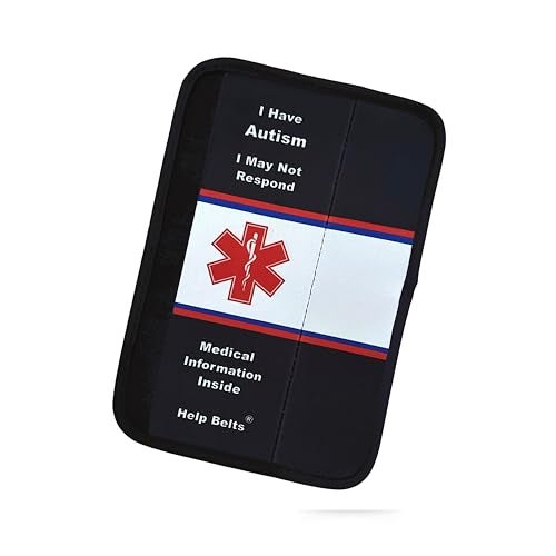BDFHYK AutismMay Not Respond Medical Alert Seatbelt Cover Available in Child and Adult Sizes with Emergency Information Pocket and Form by Help Belts in Black - Image 1