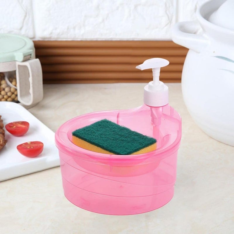SHREE HANS CREATION 2 in 1 Double Layer Liquid Soap Dispenser Pump with Sponge, Perfect Sink Solution for Home Restaurent Dishwasher Liquid Holder Bathroom & Kitchen Sink Accessories (Multicolor) - Image 3